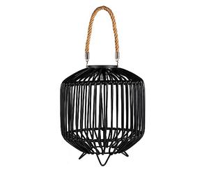 Pauleen 48177 Sunshine Delight Solar Lantern for Balcony or Garden Black, Grey Outdoor Lighting Plastic, Rattan, Metal Solar 3000 K