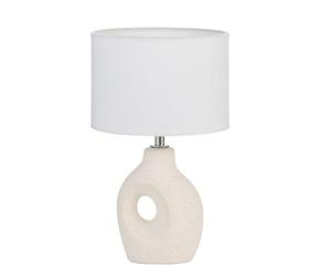 Pauleen 48319 Table Pure Crush E14 max. 20W Cream, matt Fabric, Ceramic, Bedside luminaire, White, Beige