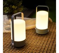 Pauleen 48256 LED Lantern Mobile Charm Set of 2 IP44 Timer Battery Including 1 x 0.4 Watt Outdoor Light Grey Light Green Plastic 3000 K
