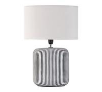 Pauleen Pure Shine 48218 Table Lamp Max. 20 Watt Handmade Grey White Bedside Lamp in Boho Look Made of Fabric, Ceramic E14