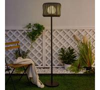 Pauleen 48179 Sunshine Elegance Solar Floor Lamp for Balcony or Garden, Black, Grey, Outdoor Lighting, Plastic, Rattan, Metal, Solar 3000 K