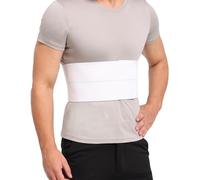 Pauline Broken Rib Brace for Men - Compression Chest Binder for Cracked Ribs Support & Chest Pain Relief - Rib Belt for Bruised Rib Cage (White, Fits 30”-45”)