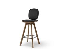 Pauline Comfort Bar Stool H75 Smoked Oak/ Black Leather
