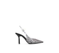 'Pauline' Pointed Toe Perspex Sparkly Slingback Stiletto High Heels XY London Black 3