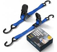 PAULINN Boat Trailer Tie-Downs Straps 1 Inch x 4 FT, 2400 LBS Heavy Duty Adjustable Transom Tie Down Straps Ratchet w/Quick Release Buckle & Anti-Scratch Hooks, for Trailer Marine Jet Ski Pontoon