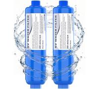 PAULINN RV Camper Inline Water Filter, 2 Packs Marine Garden Camping Water Hose KDF Filter Accessories for Boat Trailer Motorhome Gardening Planting Car Washing, Reduces Chlorine, Bad Taste & Odor