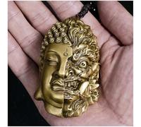 Paulist Necklace for Men Women, Buddha and Devil Pendants, Half Buddha Half Devil Amulet, Car Rear View Mirror Hanging Accessories, Home and Office Decorations,A,5.8 cm