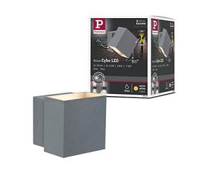Paulmann 18002 Surface-Mounted Wall luminaire House Wall LED Orientation Light Cybo 2x3W Grey 100x100 mm Outdoors IP65 Jet-Water Protected