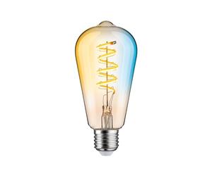 Paulmann 29157 Filament 230V Smart Home Zigbee LED Corn ST64 E27 600lm 7.5W tunable White dimmable Gold lamp