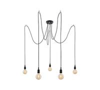 Paulmann 50389 Ketil Neordic Pendant luminaire 5-lamp Sputnik max. 5x20 watts Pendant lamp Black Ceiling lamp Silicone, Metal Pendant luminaire E27