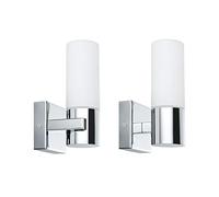 Paulmann 70354 Gemini Wall luminaire Wall Spotlight IP44 Without lamp E14 Base max. 2x20W Hallway Light 2-Pack Wall luminaire Chrome Satin Metal Glass