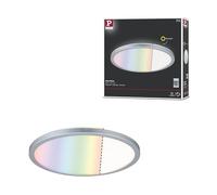 Paulmann 71018 LED Panel Atria Shine 293 mm Round Including 1 x 12 W Dimmable RGBW Colour Control Chrome Matt Light Panel Plastic Ceiling Panel