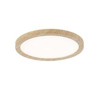 Paulmann 71027 LED Panel Atria Shine Ceiling luminaire with Backlight Round IP44 11.2W 850lm 190mm Wood Look Plastic 3000K, Warm White Bathroom luminaire