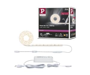 Paulmann 78956 LED Strip SimpLED Power 3m with Cord dimmer 1100lm/m incl. 1x33 watt IP44 dimmable Lighting Strip White Plastic LED Strip 3000 K