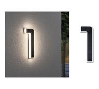 Paulmann 79842 LED Solar House Number 1 IP44 Warm White Replaceable Battery incl. 1x0.2 watt Solar luminaire Black Solar lamp Plastic Solar Light 3000 K