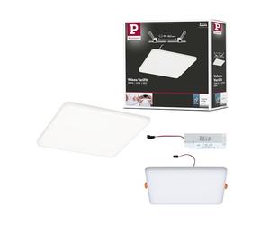 Paulmann 92398 LED Panel recessed luminaire Veluna VariFit IP44 Neutral White 185x185mm Rectangular incl. 1x17.5 watt Ceiling luminaire Satin Ceiling lamp Plastic Living Room lamp 4000 K