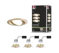 Paulmann 92406 LED Recessed luminaire 3-Step-Dim Nova Coin Round 84mm 50° Coin 3x6W 3x470lm 230V dimmable 2700K Gold matt