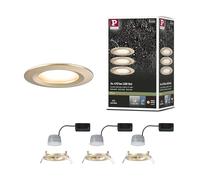 Paulmann 92407 LED Recessed luminaire 3-Step-Dim Nova Coin IP44 Round 74mm Coin 3x6W 3x470lm 230V dimmable 2700K Gold matt
