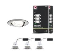 Paulmann 92456 LED Recessed luminaire Nova Coin Round 84mm 50° 3x2,8W 3x505lm 230V 4000K Brushed Iron