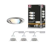 Paulmann 92962 Nova Plus LED recessed luminaire Smart Home Zigbee Set rnd. Swivel 3x6W Tunable White dim Brushed Iron spot Aluminium zinc 2700K