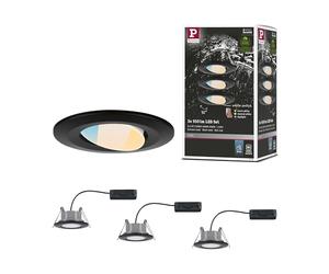 Paulmann 93096 LED recessed luminaire Calla 3-piece Set swivelling IP65 90 mm 30° 3x550lm White Switch incl. 3x5 watt Black matt Plastic 3000K