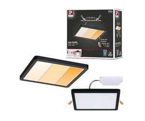 Paulmann 93101 recessed LED panel Areo IP44 175x175mm 3-Step-Dim rectangular incl. 1x13W Dimmable Warm white Black Plastic Ceiling luminaire 2000K