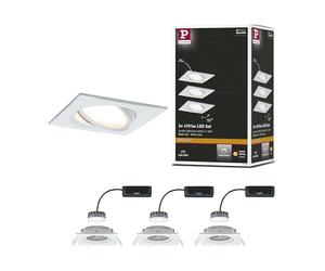Paulmann 93678 Nova Plus LED recessed luminaire Set of 3 rect. Swivel 3x6.8W dimmable recessed Spotlight White matt spot Aluminium recessed lamp 2700K