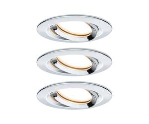 Paulmann 93684 Nova Plus LED recessed luminaire Set of 3 Round Swivel 3x6.8W IP65 dim recessed Spotlight Chrome spot Aluminium recessed lamp 2700K