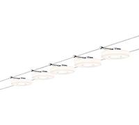 Paulmann 941.09 DiscLED1 Wire System Spot Lights - Tension Wire Lighting Set w/ 5 Ceiling Lights,10m Cable Wire & 30VA Transformer - Energy Efficient Warm LED Room Lights 230/12V in Chrome Satin, 1000x0,5x16,5 cm