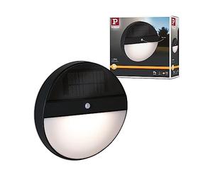 Paulmann 94264 LED Solar Outdoor wall luminaire Elois Round incl. 1x1 watt IP44 Outdoors Anthracite Solar Plastic Solar lamp 3000 K