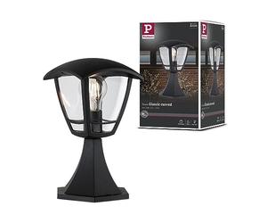Paulmann 94393 Exterior luminaire mini Bollard Light Classic Curved IP44 dimmable Outdoor Lighting Clear, Black Outdoor lamp Plastic Garden lamp E27