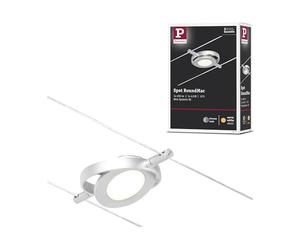 Paulmann 94415 CorDuo LED Cable System Spot RoundMac DC incl. 1 x 4.5 Watt Expandable Chrome Matt Chrome Wire Rope Metal 3000 K
