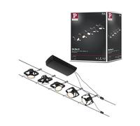 Paulmann 94434 CorDuo Cable Lighting System - Mac II DC Extendable Ceiling Light Metal Wire System for GU5.3 LED Lamps - Suitable for Max 5 x 10 Watt Bulbs, Comes Without Bulbs - Matt Black Chrome