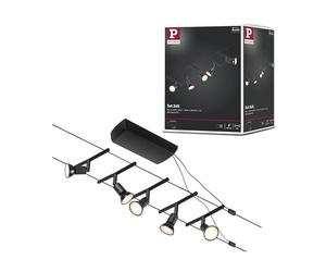 Paulmann 94446 CorDuo Lighting Set - Salt DC, Max 5 x 10 Watt Extendable Wire Cable System Matt Black Plastic GU5.3 Without Bulbs