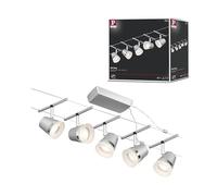 Paulmann 94459 CorDuo Cable System - Basic Lighting Set Cone DC, Max 5 x 10 Watt Extendable Wire Cable Matt Chrome Plastic GU5.3 Wire Cable System Without Bulbs
