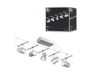 Paulmann 94465 CorDuo Cable System - Basic Lighting Set Cup DC, Max 5 x 10 Watt Extendable Matt Chrome Plastic GU5.3 Wire Cable System Without Bulbs