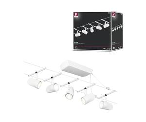Paulmann 94467 CorDuo Cable System - Basic Lighting Set Cup DC, Max 5 x 10 Watt Extendable Matt White Plastic GU5.3 Wire Cable System Without Bulbs