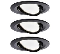 Paulmann 94473 Nova - LED Ceiling Light with 3-Stage Dimmable Spotlight - Round Recessed Luminaire with 2700 K Warm White Light - Set of 10 - Matt Black