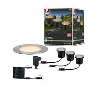 Paulmann 94717 Plug & Shine LED Outdoor Floor Light Set of 3 Insect Friendly IP67 2200K 3 x 4.5W Anthracite Round Metal