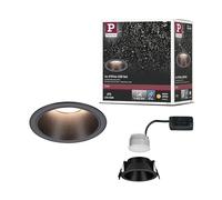 Paulmann 94871 LED recessed luminaire 3-Step dimming Cole IP44 Round 88mm Coin 6W 470lm 230V 2700K Black