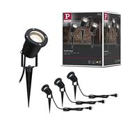 Paulmann 98897 Special Line LED Garden Spotlight Set of 3 Plant Lights Spike IP65 Round 92 mm 3000 K 3 x 3.5 W 3 x 230 lm 230 V Black Aluminium, GU10, 3.5 W