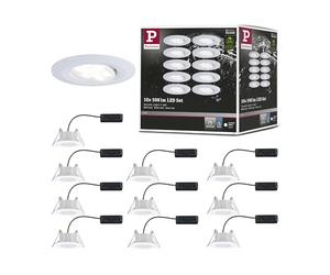 Paulmann 99924 Calle - LED Swivel Cabinet Light with Dimmable Spotlight - Round Recessed Luminaire with 4000 K Natural White Light - Set of 10 - Matt White