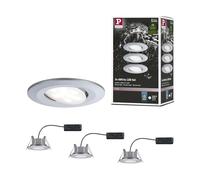 Paulmann 99929 Calla LED recessed luminaire Round Set of 3 incl. 3x6W IP65 recessed Spotlight Chrome matt Cabinet Light Plastic recessed lamp 4000K