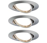 Paulmann Base LED Recessed Luminaire Round, 3x5W GU10, 3000K, Brushed Iron, 9cm (Diameter), Warm White, Study, Dining Room, Hallway, Basement