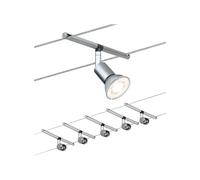 Paulmann 94145 Cable Lighting System - Sice Salt Set, Extendable Max 5 x 10 Watt Matt Chrome Wire Suspension Lamp Cable Lighting System Without Bulbs