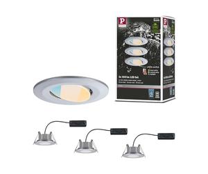 Paulmann Calla 93095 LED Recessed Light Set of 3 Swivelling IP65 90 mm 30° 3 x 550 lm White Switch 3 x 5 Watt Recessed Spotlight Matt Chrome 3000 K