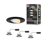Paulmann Calla 93096 LED Recessed Light Set of 3 Swivelling IP65 90 mm 30° 3 x 550 lm White Switch Including 3 x 5 Watt Black Matt Plastic 3000 K