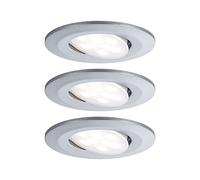 Paulmann Calla LED Recessed Luminaire Set Round 3x6.5W IP65 Matt Chrome Silver 4000K Cool White 30000 Lumen 9cm 488g Outdoor Bathroom Dining Room Hallway Study Children's Bedroom