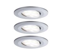 Paulmann 99929 Calla LED recessed luminaire Round Set of 3 incl. 3x6W IP65 recessed Spotlight Chrome matt Cabinet Light Plastic recessed lamp 4000K