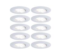 Paulmann 99924 Calle - LED Swivel Cabinet Light with Dimmable Spotlight - Round Recessed Luminaire with 4000 K Natural White Light - Set of 10 - Matt White